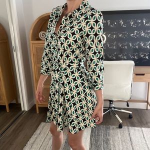 Zara retro pattern button-down dress